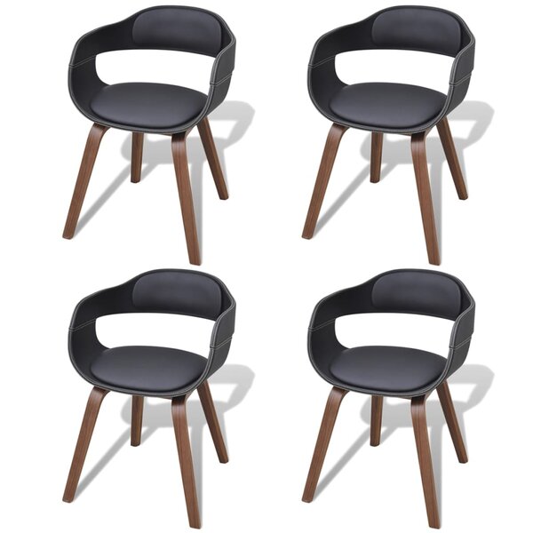 vidaXL Chaises à manger lot de 4 noir bois courbé et similicuir