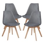 Lot de 4 chaises de salle à manger 82 x 49 x 54 cm moderne design robuste velours côtelé gris 03_0009825