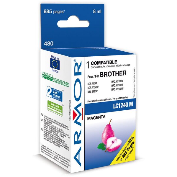 Cartouche d'encre remanufacturée compatible brother lc1240 - magenta (blister 1 unité)