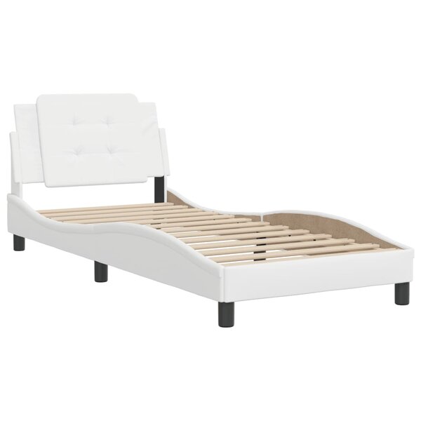 vidaXL Cadre de lit avec tête de lit Blanc 90x190 cm Similicuir