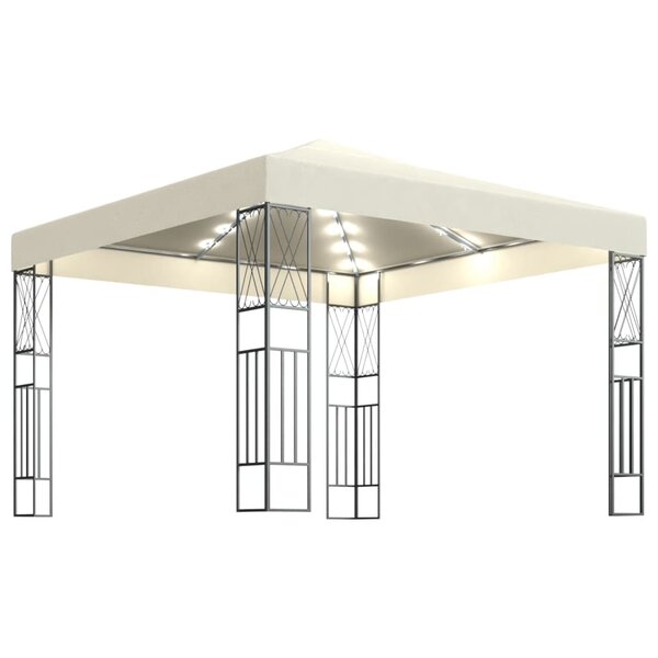 vidaXL Tonnelle avec guirlande lumineuse à LED 3x3 m Crème Tissu
