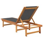 vidaXL Chaises longues lot de 2 noir bois d'acacia solide et textilène