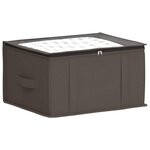 vidaXL Boîte de rangement avec fenêtre transparente Gris Tissu intissé