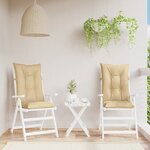 vidaXL Coussins de chaise à dossier haut lot de 2 beige mélangé tissu
