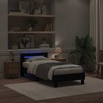 vidaXL Cadre de lit avec LED Chêne noir 90 x 190 cm Bois d'ingénierie