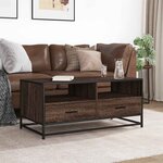 vidaXL Table basse chêne marron 100x50x45cm bois d'ingénierie et métal