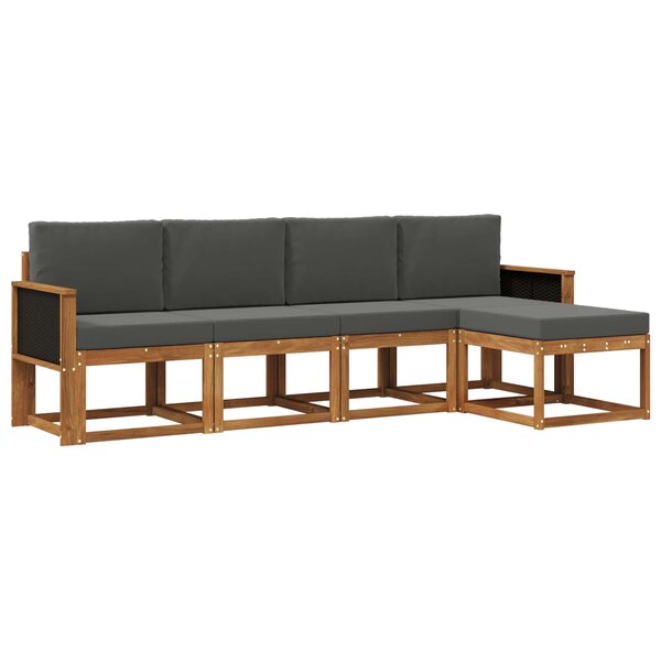 vidaXL Ensemble de canapés d'extérieur 5 pc Naturel et Anthracite