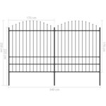 vidaXL Clôture de jardin à dessus en lance Acier (1 75-2)x3 4 m Noir