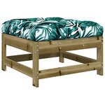 vidaXL Repose-pieds de jardin et coussins lot de 2 bois pin imprégné