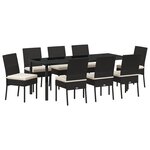 vidaXL Ensemble de jardin de 9 pièces en poly rattan noir