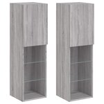 vidaXL Meubles TV avec lumières LED 2 Pièces sonoma gris 30 5x30x102 cm