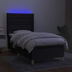 vidaXL Sommier à lattes de lit matelas et LED Noir 90x200 cm Tissu
