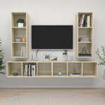 vidaXL Meubles TV muraux 4 Pièces Chêne sonoma Bois d'ingénierie