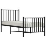 vidaXL Cadre de lit métal sans matelas avec pied de lit noir 80x200 cm