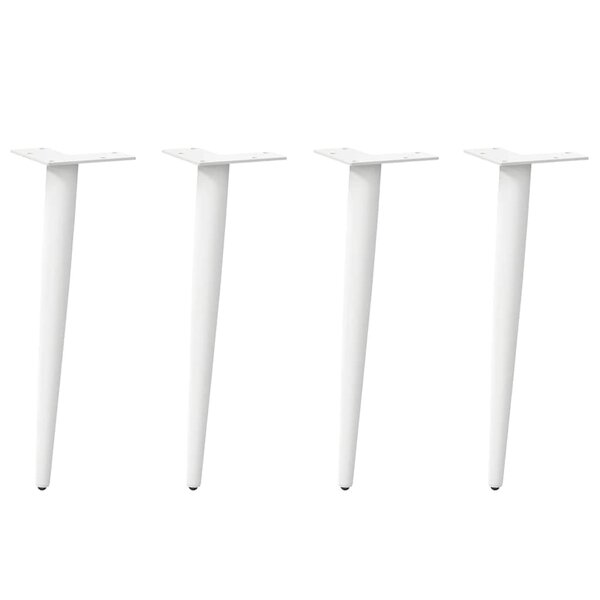 vidaXL Pieds de table basse coniques 4 pièces Blanc 42-43 cm Acier