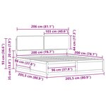 vidaXL Cadre de lit avec tête de lit rembourrée Taupe 200 x 200 cm