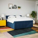 vidaXL Sommier à lattes de lit avec matelas Bleu 200x200 cm Tissu