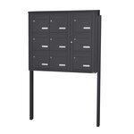 Bloc collectif Leabox 3x3 grade 3 simple face extérieur fixation sur pieds à sceller gris anthracite ral 7016 finition brillante