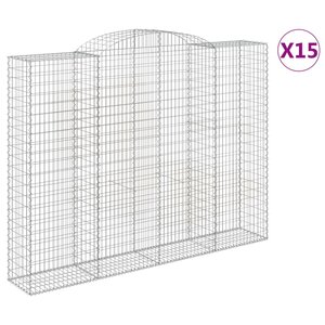 vidaXL Paniers à gabions arqués 15 Pièces 300x50x220/240 cm fer galvanisé