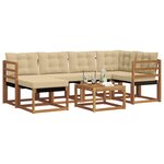vidaXL Ensemble de canapés d'extérieur 7 Pièces Naturel et Beige