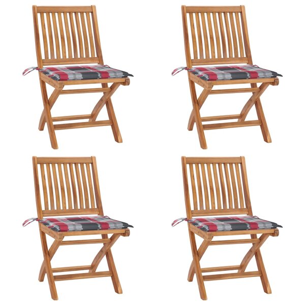 vidaXL Chaises pliables de jardin avec coussins lot de 4 Teck solide