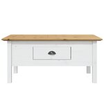 vidaXL Table basse BODO blanc et marron 100x55x46cm bois de pin massif