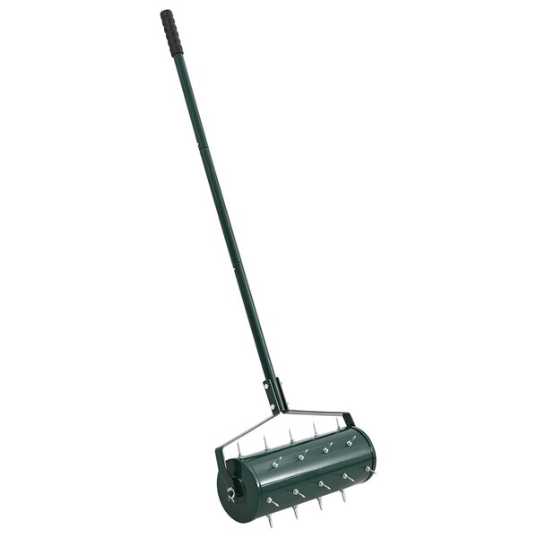 vidaXL Roller à gazon tiré avec des pinces aérateur Vert 128 x 38 cm