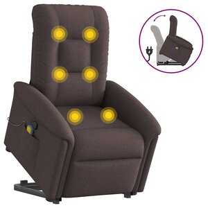 vidaXL Fauteuil inclinable de massage Marron foncé Tissu