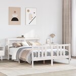 vidaXL Cadre de lit avec tête de lit sans matelas blanc 160x200 cm