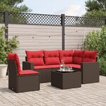 vidaXL Salon de jardin 6 Pièces avec coussins marron résine tressée