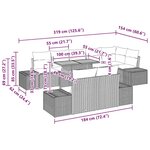 vidaXL Ensemble de jardin 9 pièces avec coussins gris en poly rotin et acacia