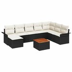 vidaXL Ensemble de canapé de jardin 9 Pièces Noir Poly rotin