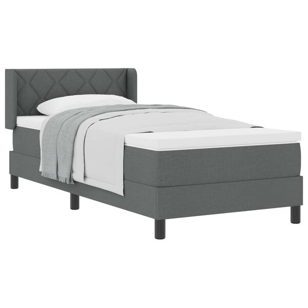 vidaXL Lit à ressorts avec tête de lit Gris foncé 200 x 100 cm tissu