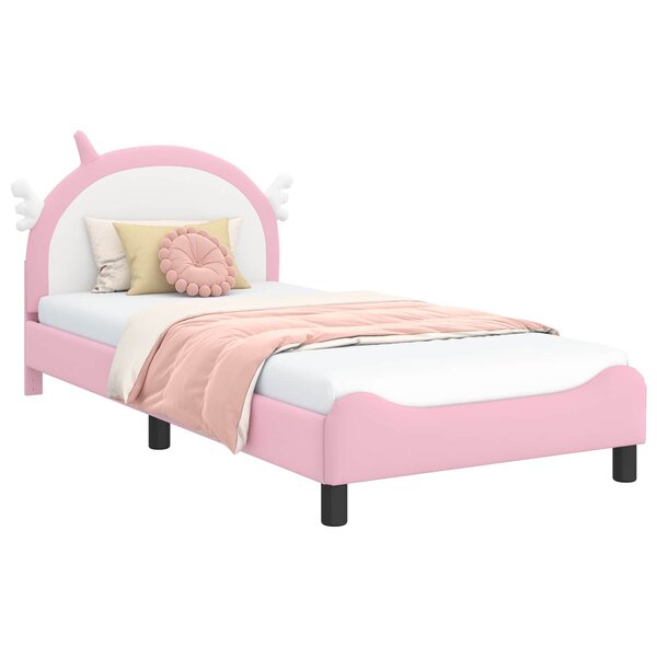 vidaXL Cadre de lit pour enfants avec tête de lit Rose 90 x 190 cm PU