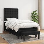 vidaXL Sommier à lattes de lit avec matelas Noir 90x200 cm Tissu