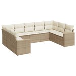 vidaXL Salon de jardin avec coussins 9 Pièces beige résine tressée
