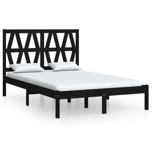 vidaXL Cadre de lit sans matelas noir bois massif 140x190 cm