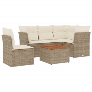 vidaXL Salon de jardin avec coussins 6 Pièces beige résine tressée