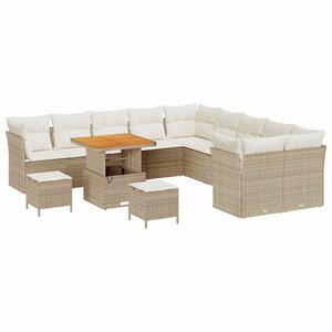 vidaXL Ensemble de canapé de jardin 13 Pièces Beige et crème polyrotin