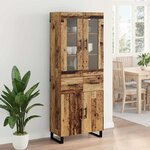 vidaXL Haut Armoire 2 Pièces Bois Ancien Bois Aggloméré et Verre