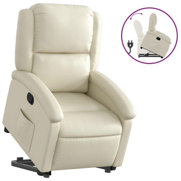 vidaXL Fauteuil inclinable Crème Similicuir