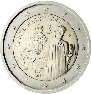 Pièce de monnaie 2 euro commémorative Italie 2015 – Dante