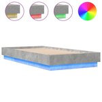 vidaXL Cadre de lit sans matelas avec lumières LED gris béton 75x190cm