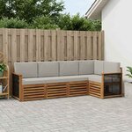 vidaXL Ensemble de canapé d'angle 4 Pièces Naturel et gris clair