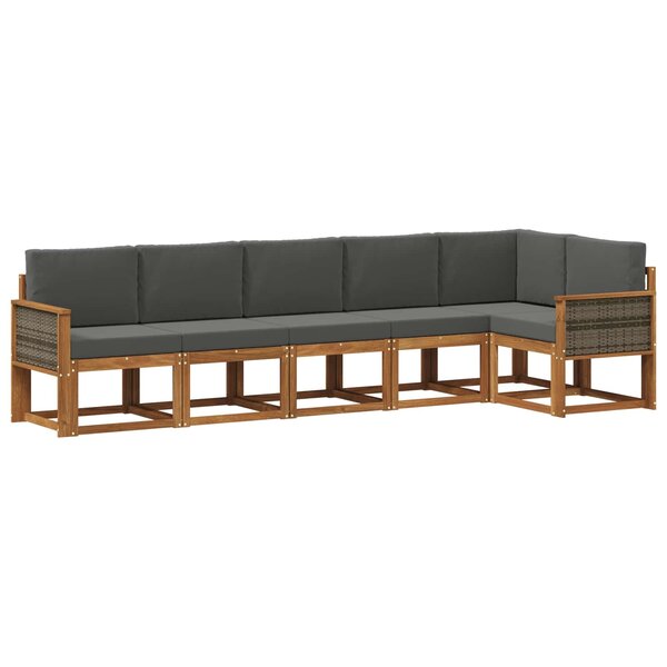 vidaXL Ensemble de canapés d'extérieur 6 pc Naturel et Anthracite