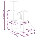 vidaXL Arbre à chat avec griffoirs en sisal Crème 109 cm
