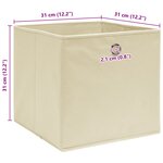 vidaXL Boîtes de rangement 10 Pièces Crème 32x32x32 cm Tissu