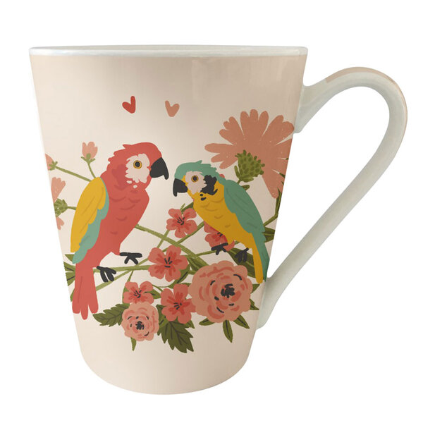 Tasse jungle perroquets en porcelaine