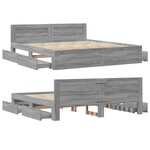 vidaXL Cadre de lit avec tête de lit sonoma gris 200x200 cm
