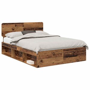 vidaXL Cadre de lit Bois ancien 140 x 190 cm Pin massif
